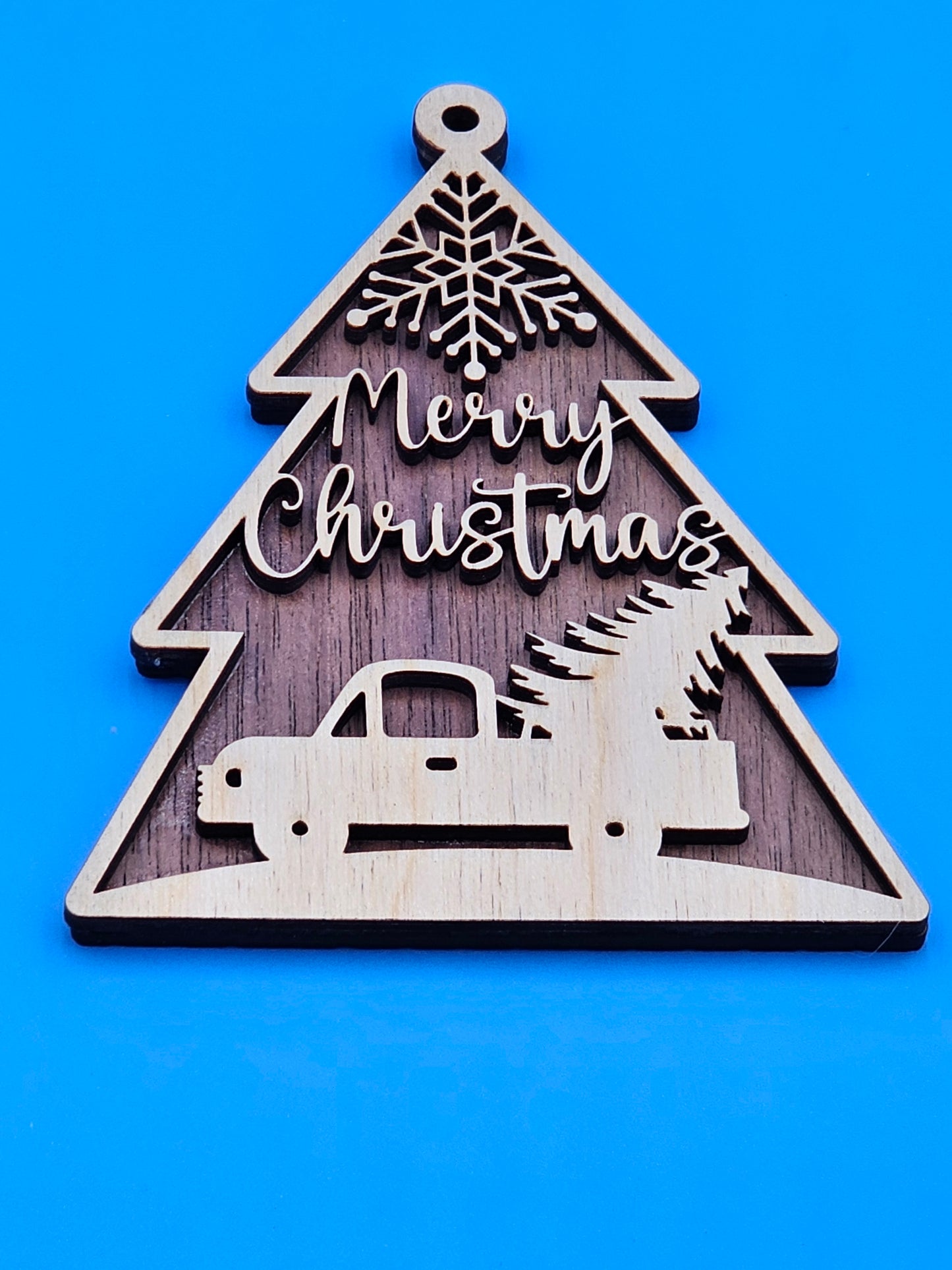 Christmas Tree With Truck Layered Ornament