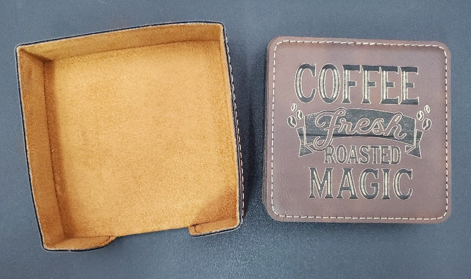 Coffee: Fresh Roasted Magic Leatherette Coaster Set