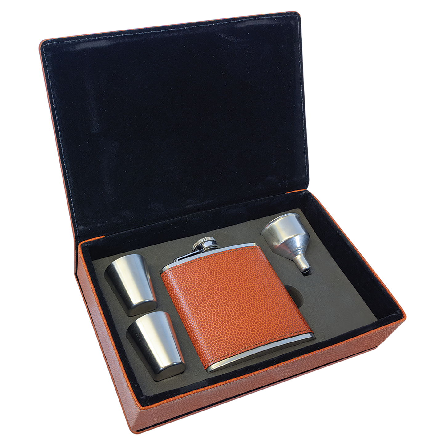 Laserable Leatherette Flask Gift Set