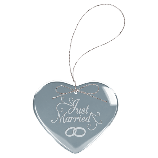 Clear Heart Glass Ornament with Silver 3" String