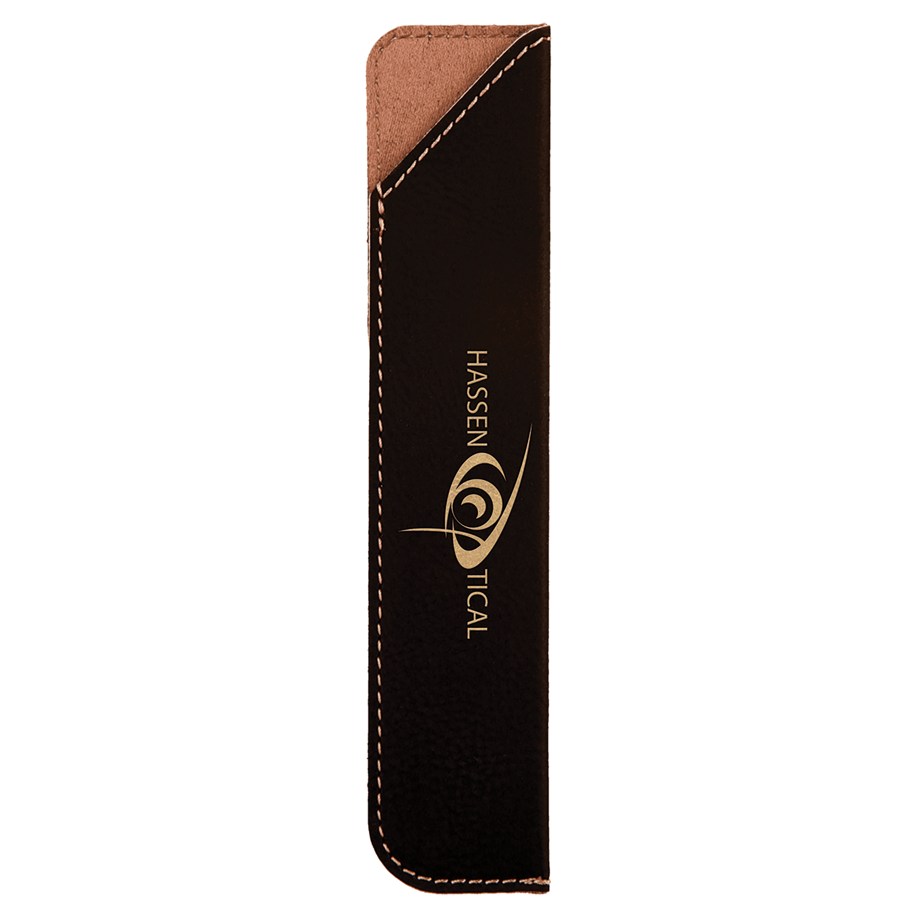 Black/Gold 6 1/4" Laserable Leatherette Pen Sleeve