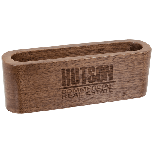 4 1/2" Walnut Wood Business Card Holder