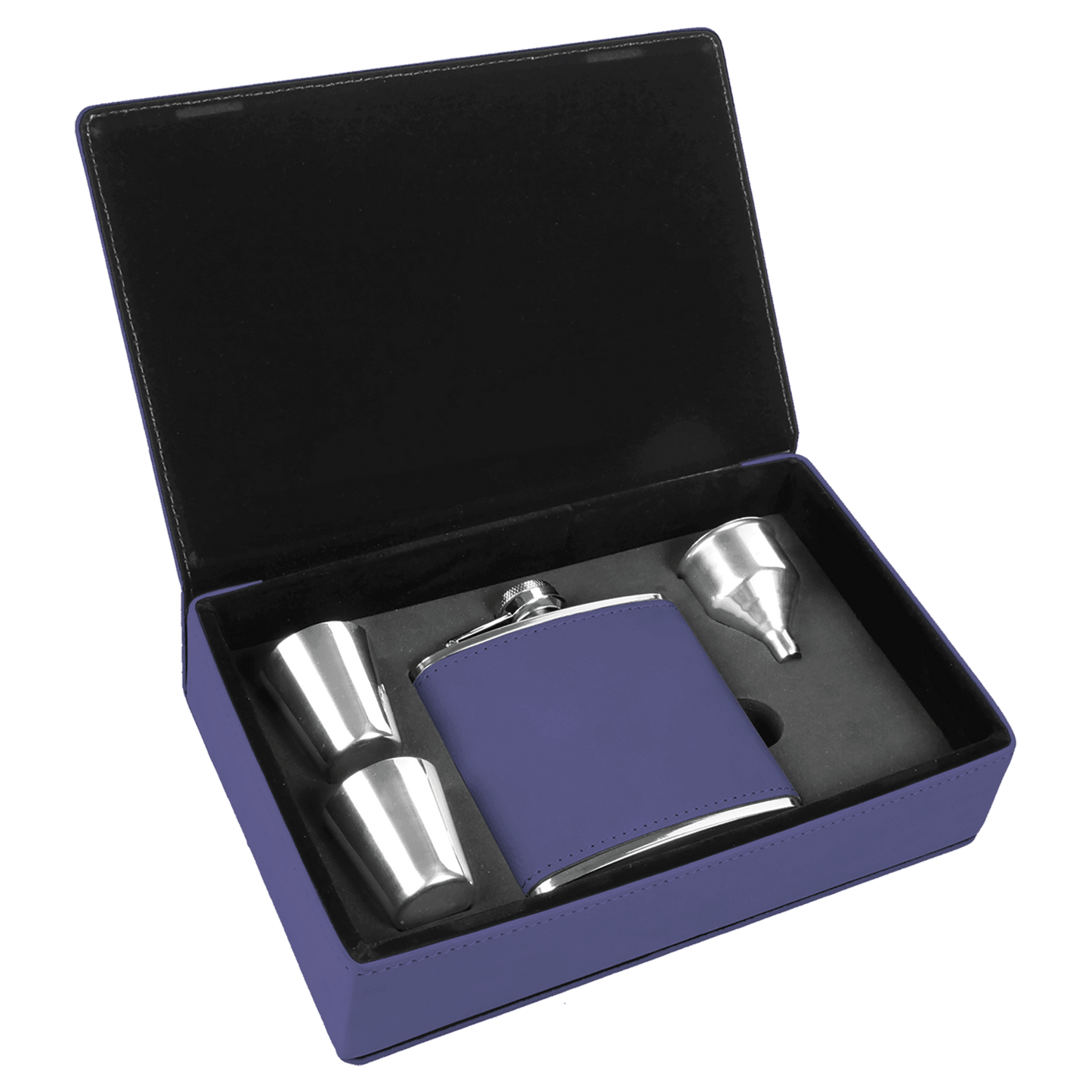 Laserable Leatherette Flask Gift Set