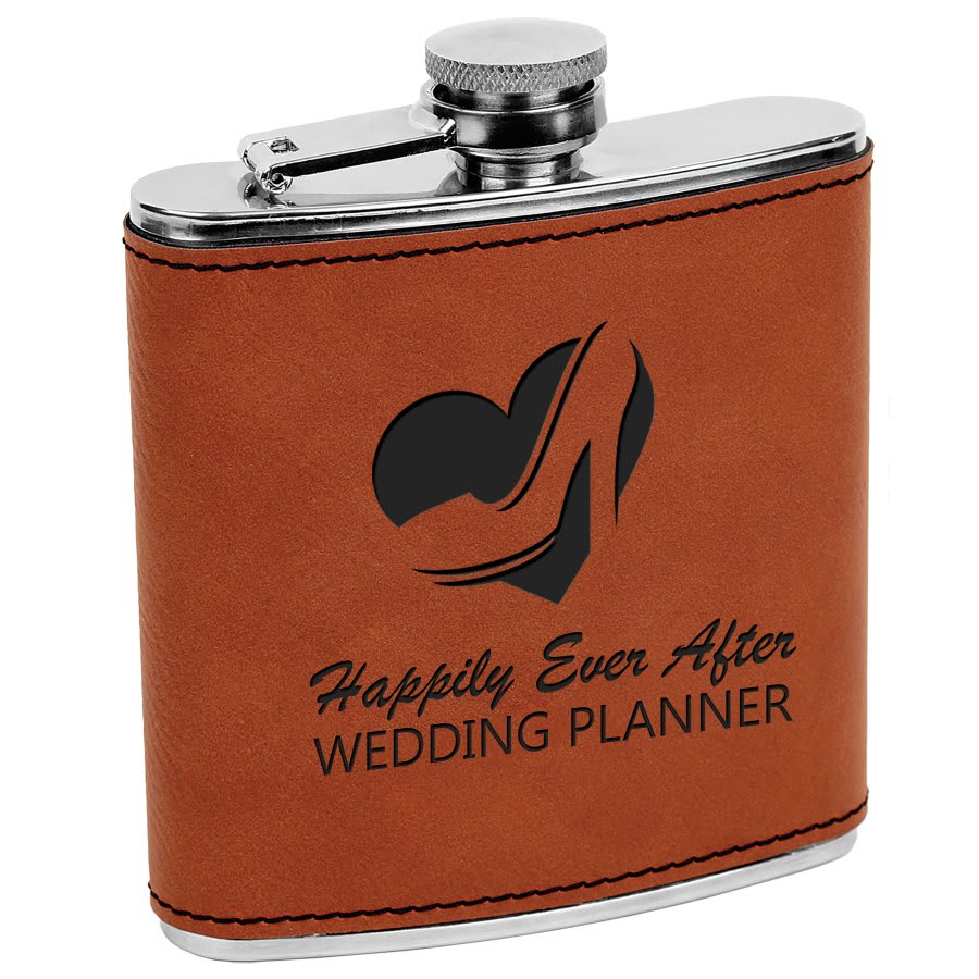 Rawhide Laserable Leatherette Stainless Steel 6 oz. Flask