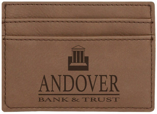 Dark Brown 4" x 2 3/4" Laserable Leatherette Wallet Clip