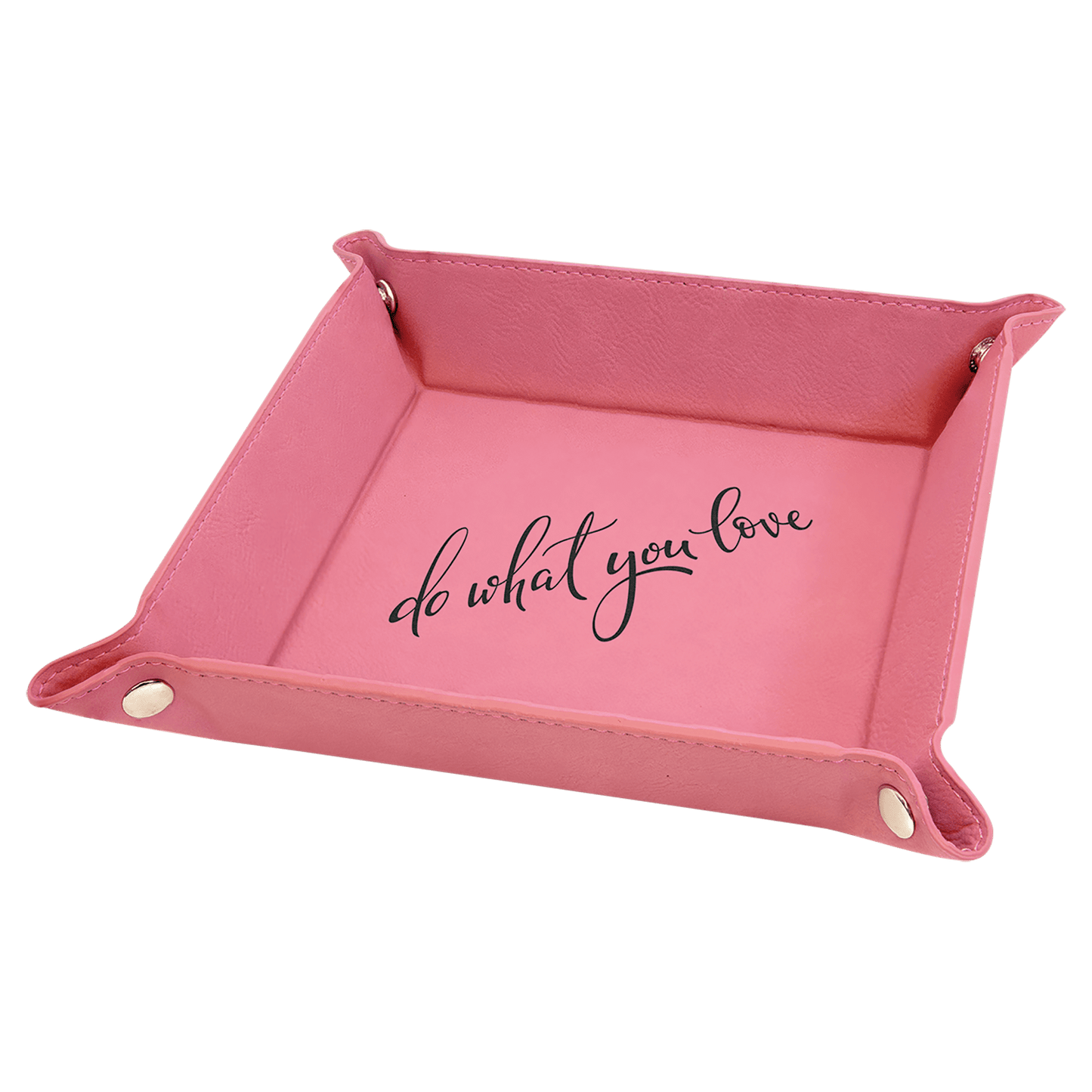 Pink Laserable Leatherette Snap Up Tray with Silver 6" x 6" Snaps