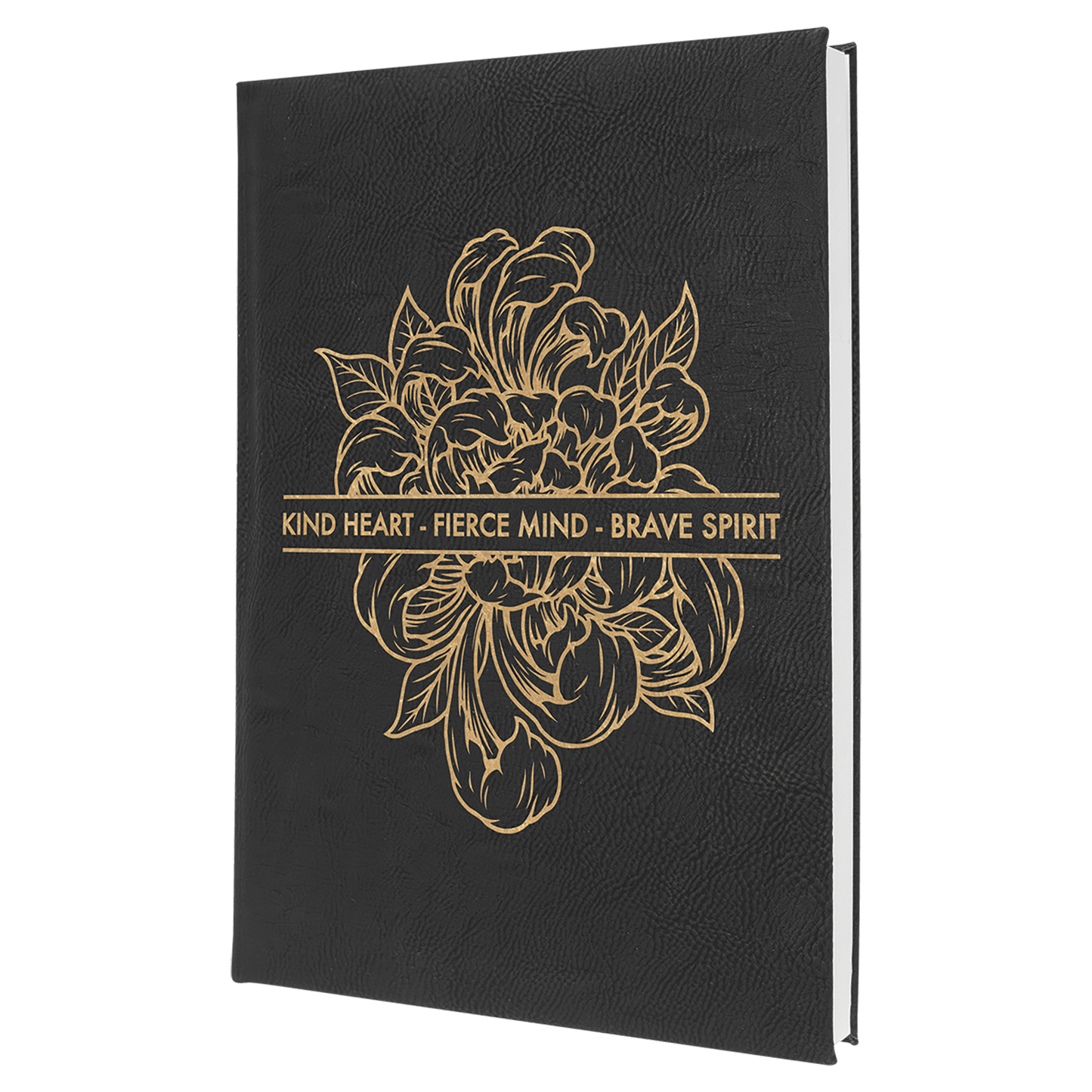 Black/Gold 7" x 9 3/4" Laserable Leatherette Journal with Lined Notepad