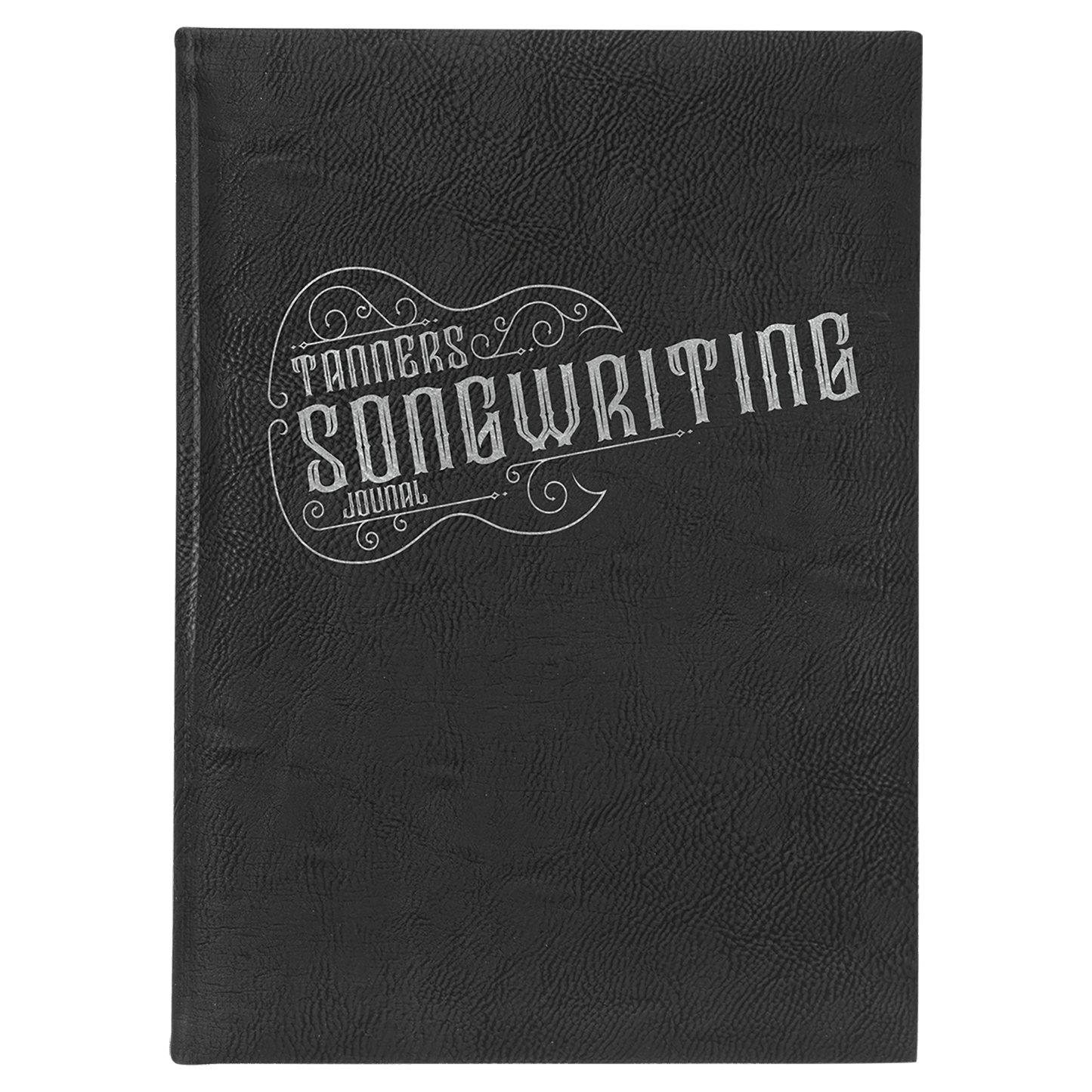 Black/Silver 7" x 9 3/4" Laserable Leatherette Journal with Lined Notepad