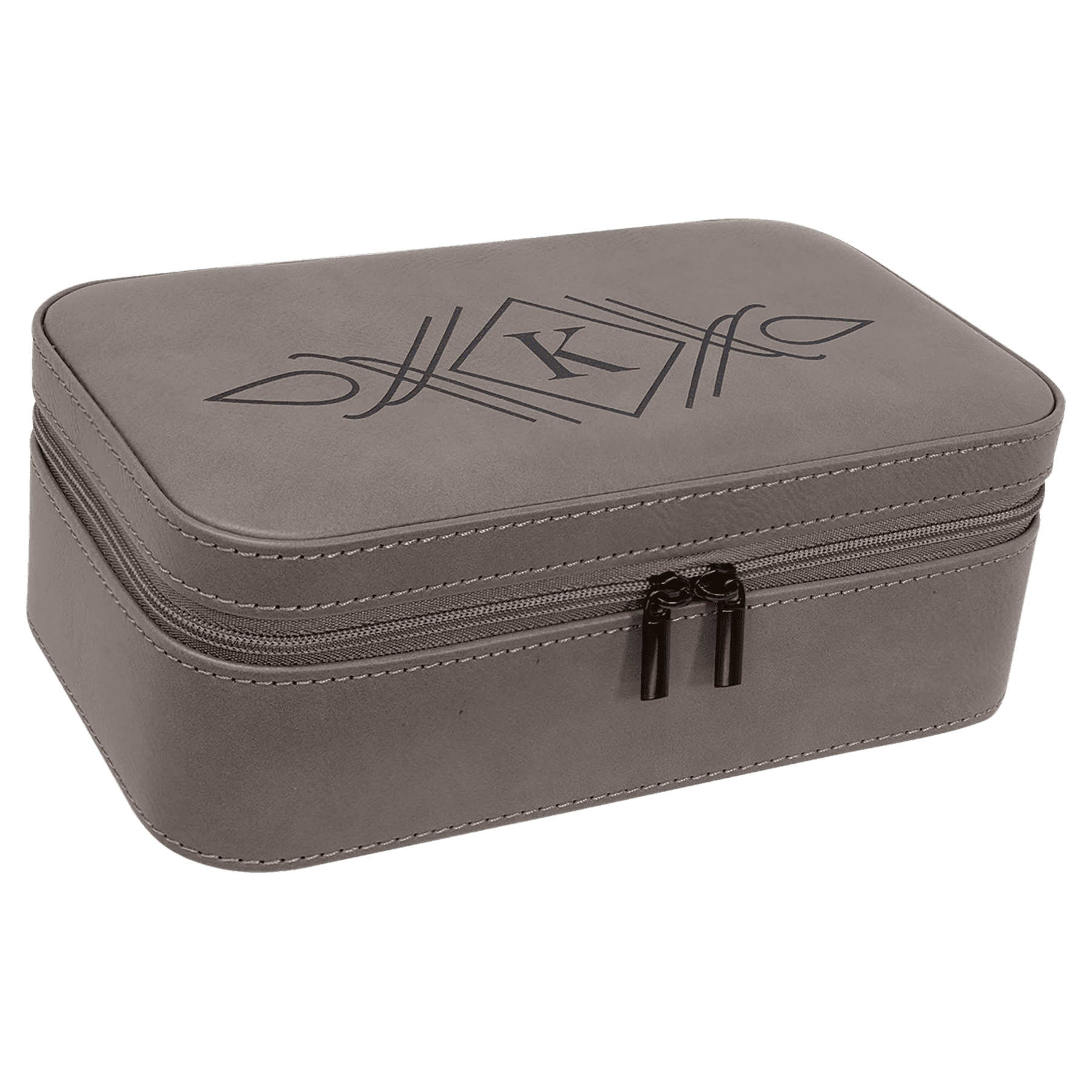 Gray 7 1/2" X 4 1/2" Laserable Leatherette Jewelry Box