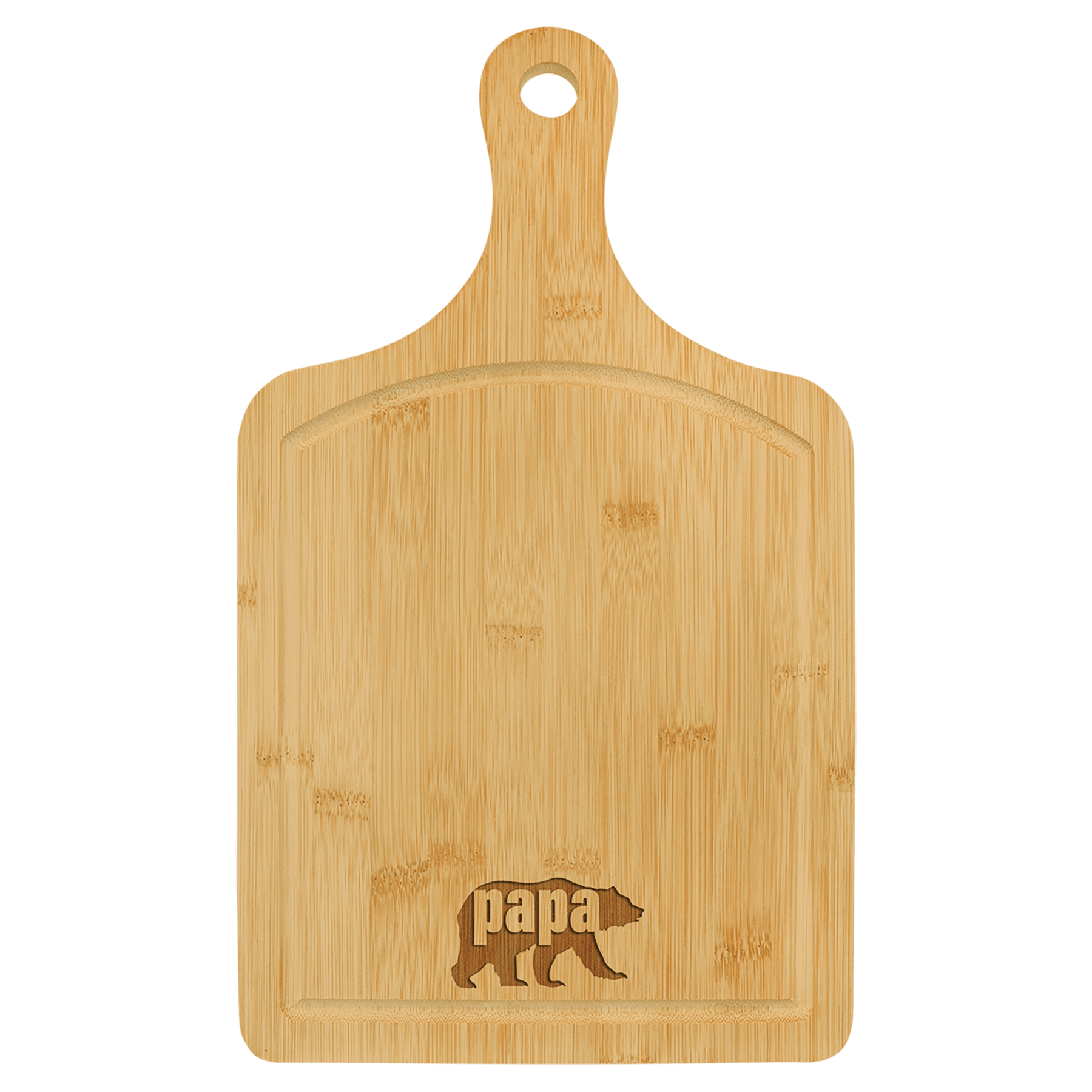 15 1/2" x 9" Bamboo Cutting Board Paddle Shape with Drip Ring