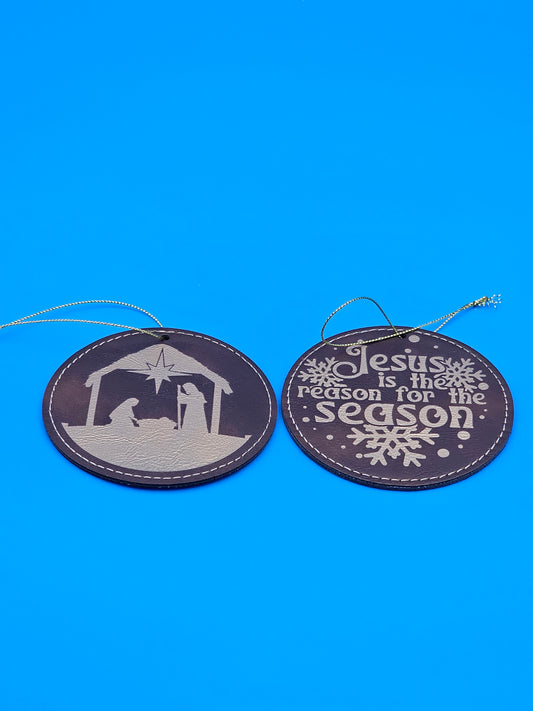 Nativity Leatherette Ornament
