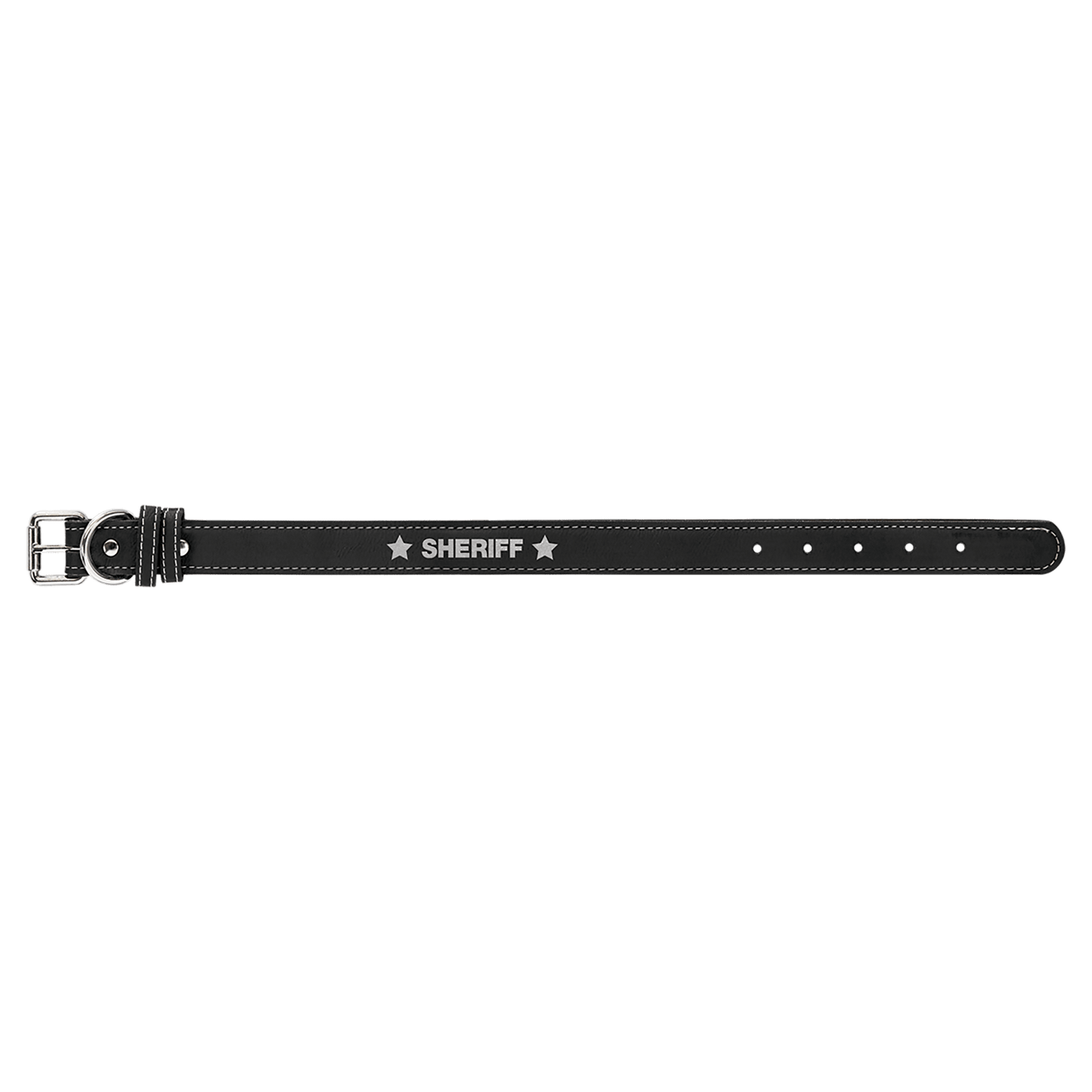 Black/Silver Small 15" x 3/4" Laserable Leatherette Dog Collar