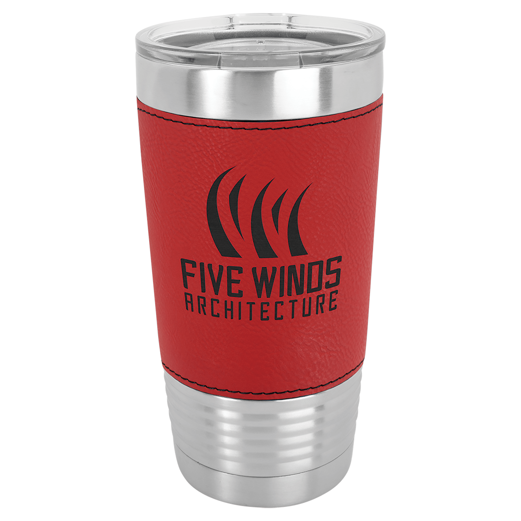 Red Polar Camel 20 oz. Laserable Leatherette Tumbler with Clear Lid