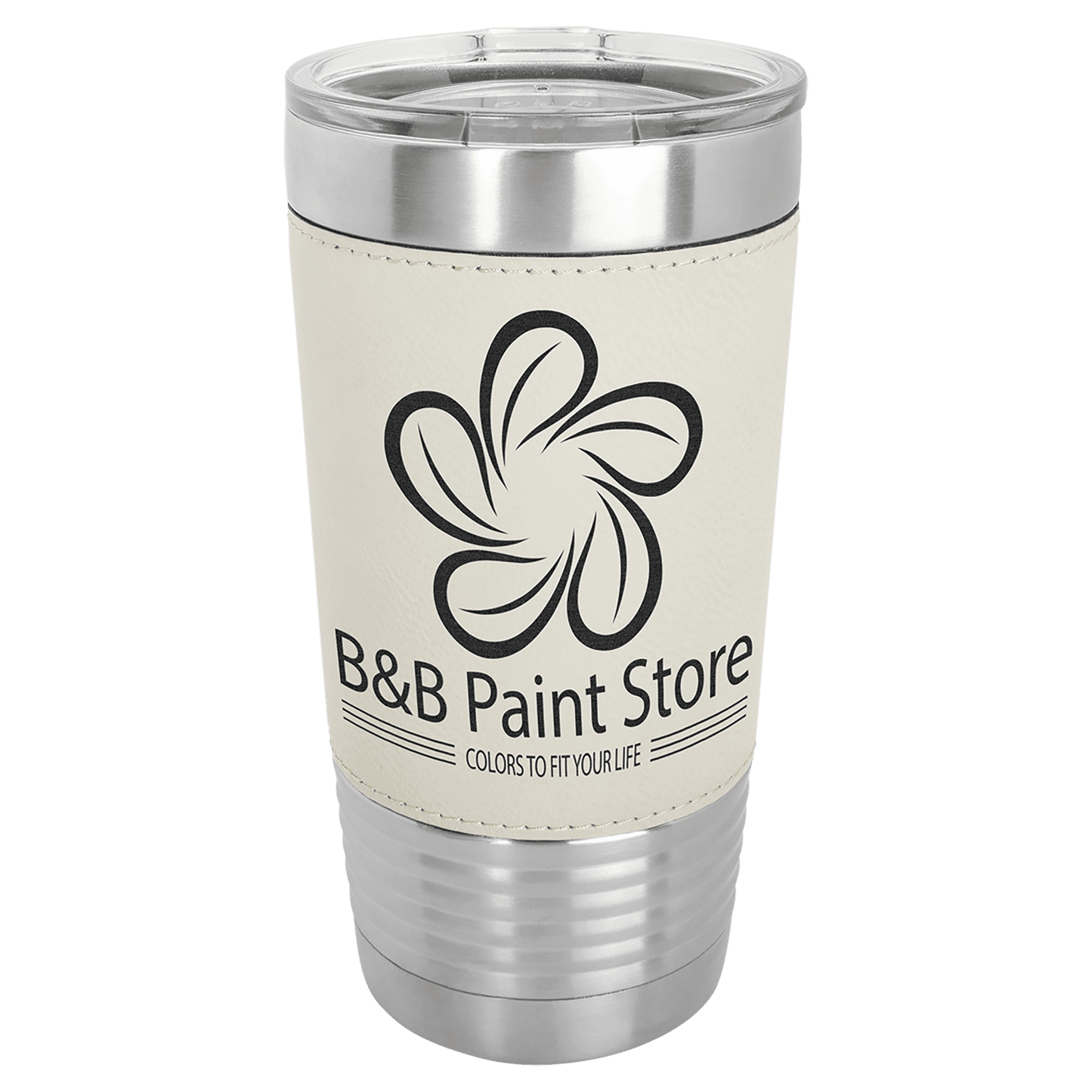 White Black Polar Camel 20 oz. Laserable Leatherette Tumbler with Clear Lid