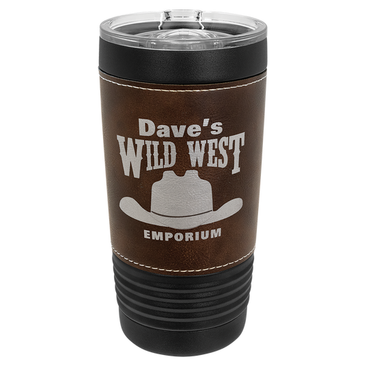 Polar Camel 20 oz. Black Tumbler w/Leatherette Grip