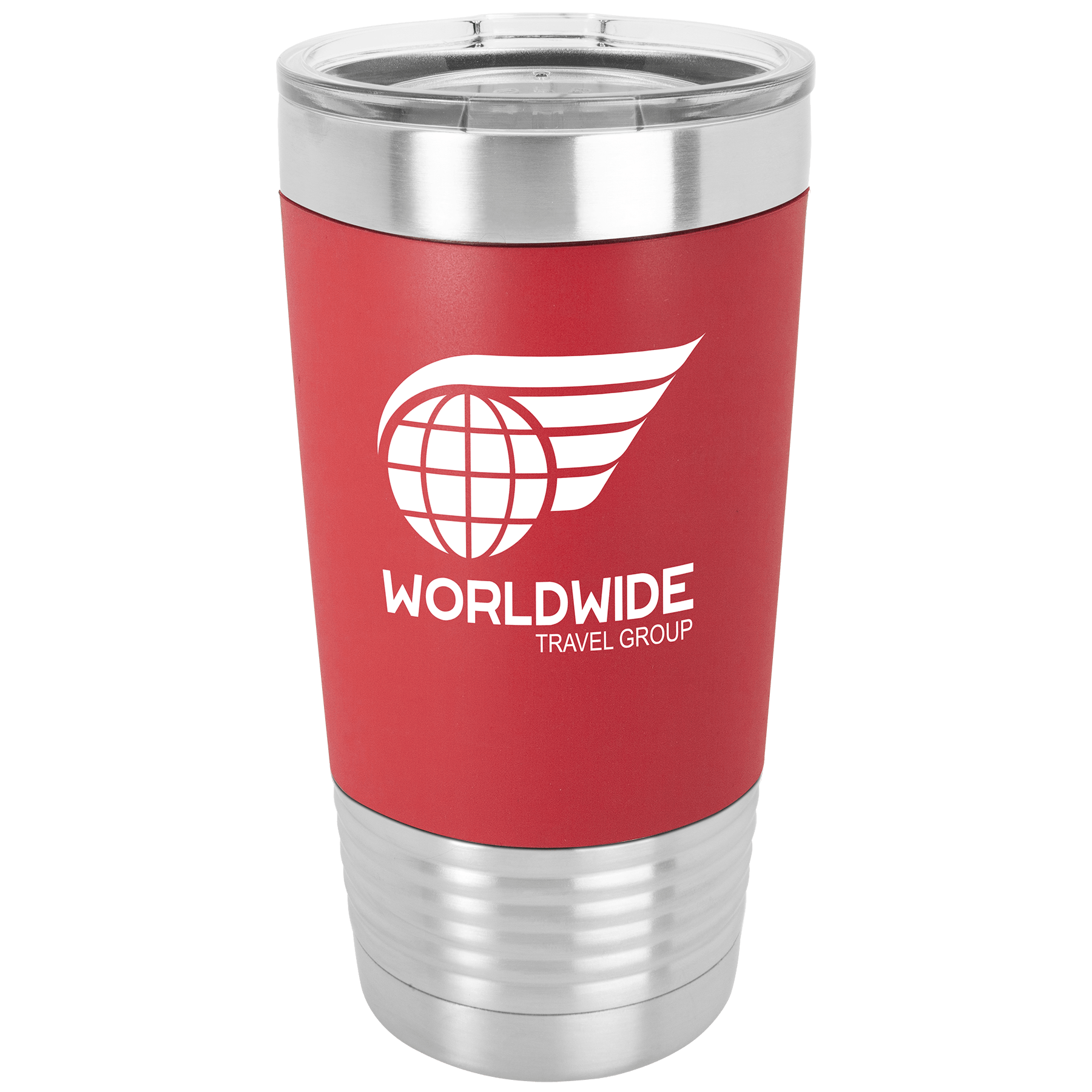 Red White Polar Camel 20 oz. Tumbler with Silicone Grip and Clear Lid