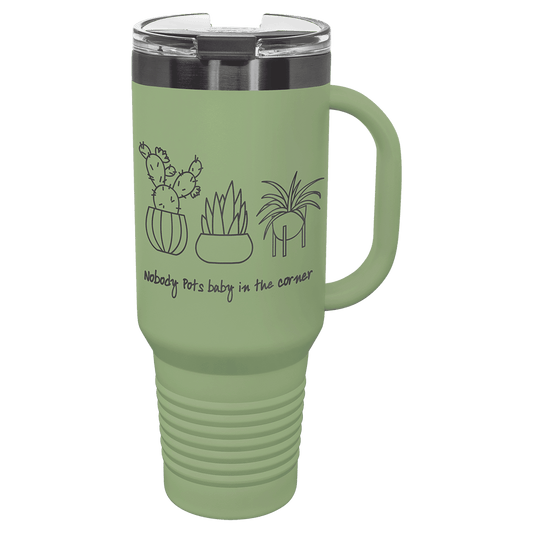 Sage/Ghost Black Polar Camel 40 oz. Summer Travel Mug with Handle & Straw