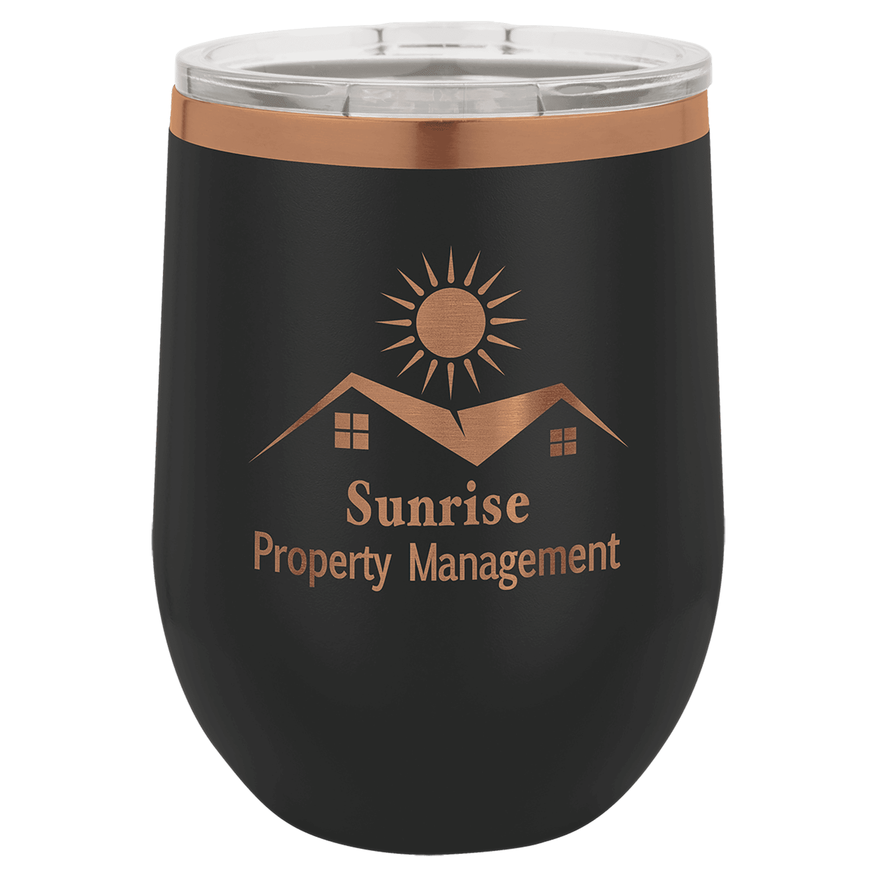 Black Rose Gold Polar Camel 12 oz. Stemless Wine Tumbler
