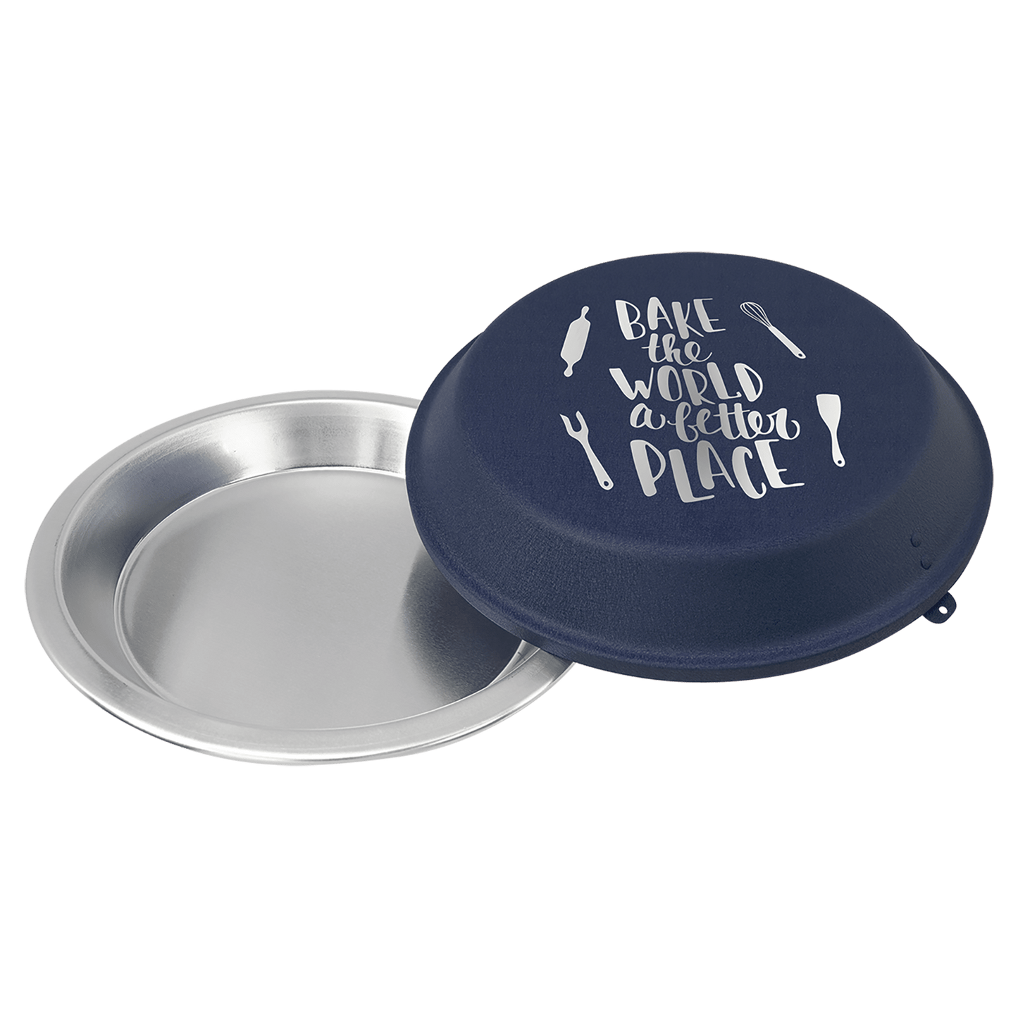 Navy Blue 9" Aluminum Pie Pan with Lid